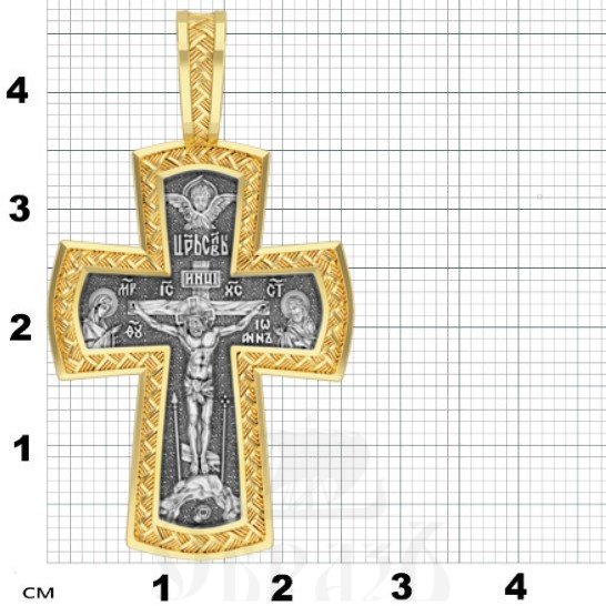 крест с образом святителя николая чудотворца и символами евангелистов, серебро 925 проба с золочением (арт. 17.050)