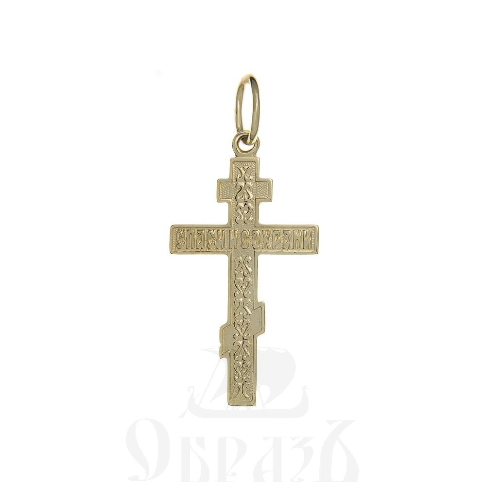 золотой крест с молитвой "спаси и сохрани", 585 проба желтого и белого цвета (арт. п10036-з5жб)