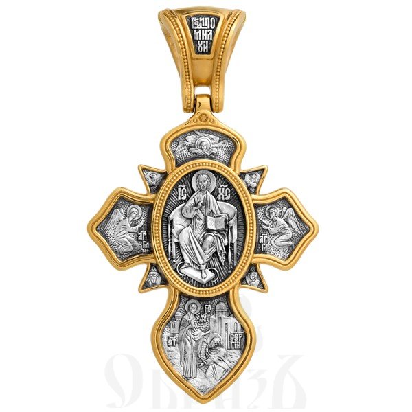 крест «святая троица. господь вседержитель. прп. сергий радонежский», серебро 925 проба с золочением (арт. 101.282)