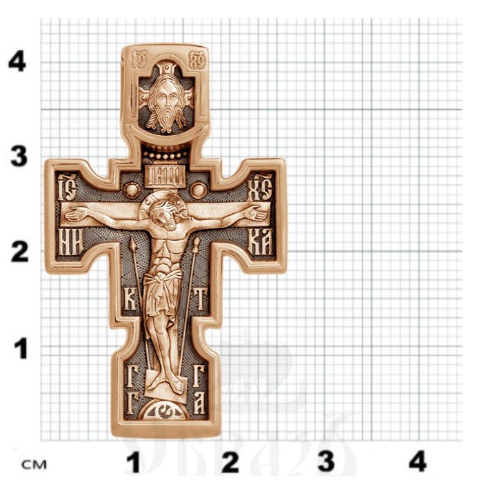 крест «распятие. архангел михаил. казанская икона божией матери», золото 585 проба красное (арт. 201.084-1)