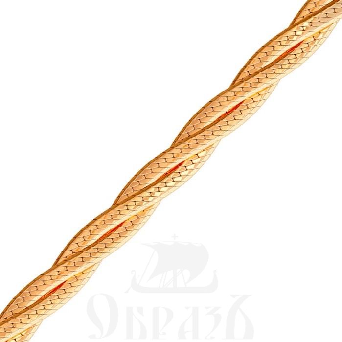 косичка из 3-х цепочек плетение "монтреаль" красное золото 585 пробы (арт. нц 12-025 d0,40)