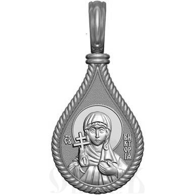 нательная икона св. мученица виктория кордувийская, серебро 925 проба с родированием (арт. 06.012р)