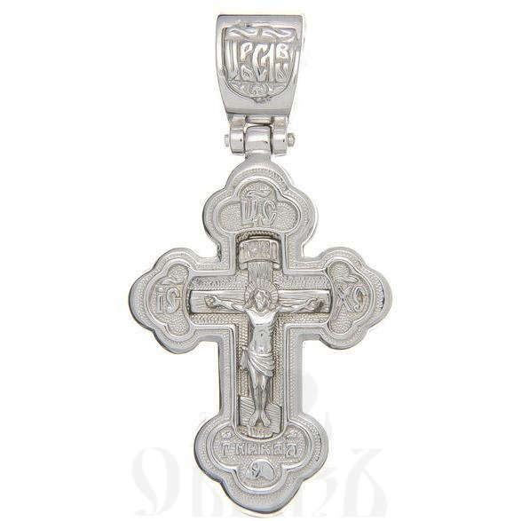 крест трилистник с молитвой "спаси и сохрани", серебро 925 проба с родированием (арт. п30060)