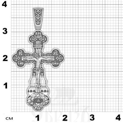 крест трилистник с молитвой «отче наш», серебро 925 проба с платинированием (арт. 17.066р)