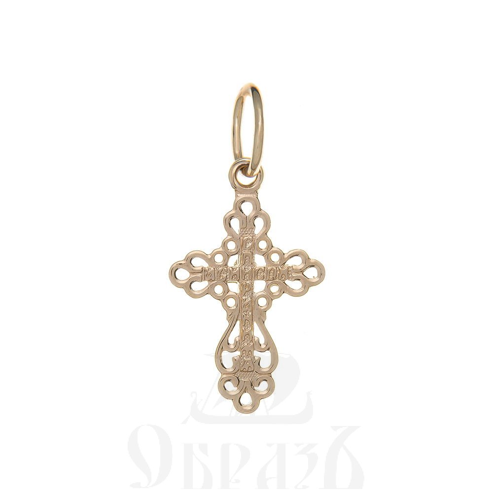 золотой крест с молитвой "спаси и сохрани", 585 проба красного и белого цвета (арт. п10011-з5кб)