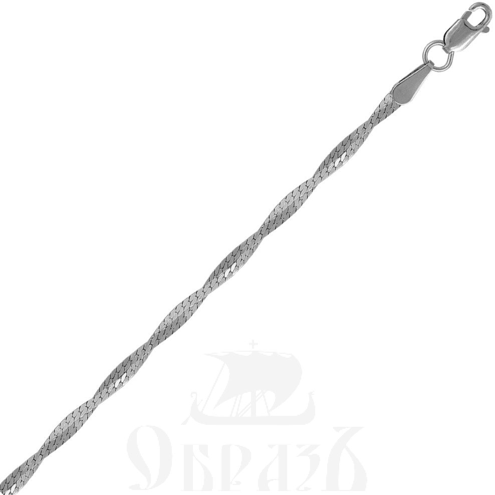 косичка из 2-х цепочек плетения "париджина" серебро 925 пробы с родиевым покрытием (арт. нц 22-268-3 d0,40)