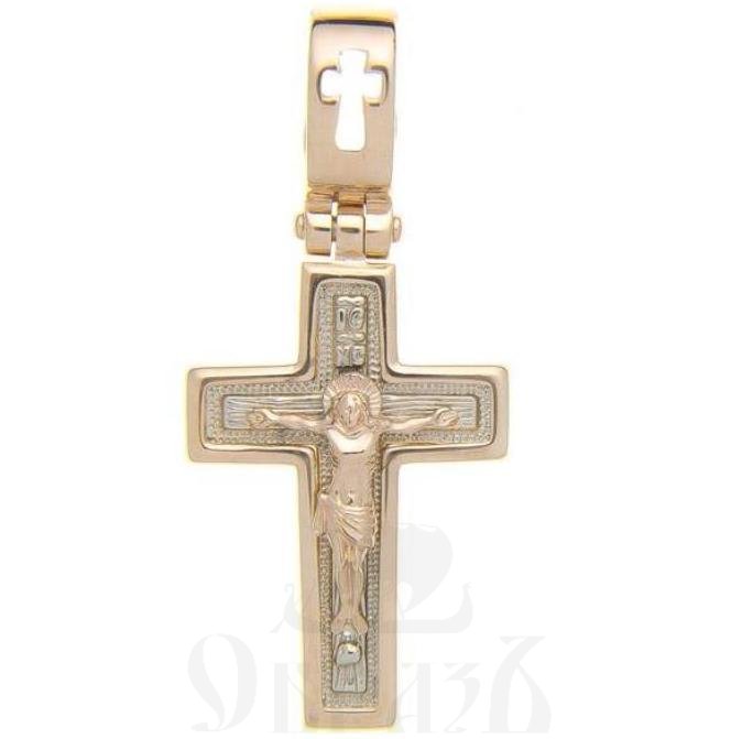 золотой крест с иисусовой молитвой, 585 проба красного и белого цвета (арт. п30030-з5кб)